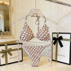 Gucci GG Logo Print Triangle Bikini Set